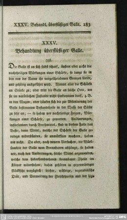 XXXV. Behandlung überflüssiger Galle