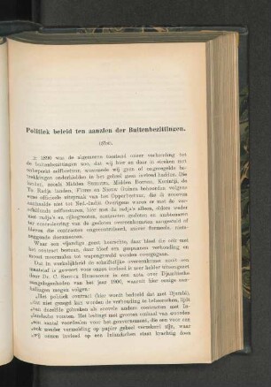 Politiek Beleid ten aanzien der Buitenbezittingen, door E. Gobée (Slot).