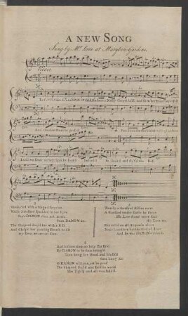 A new song : sung by Mr. Lowe at Marybon-Gardens