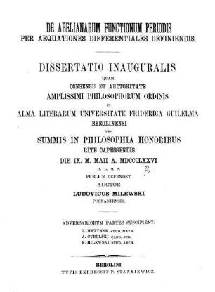 De Abelianarum functionum periodis per aequationes differentiales definiendis