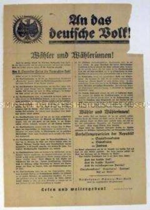 Sonderdruck des Reichsbanner mit einem Aufruf zu den Reichstagswahlen 1924