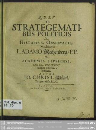 De strategematibus politicis in historia S. observatis