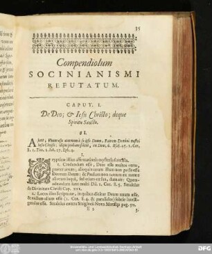 Caput I. De Deo; & Iesu Christo; deque Spiritu Sancto.