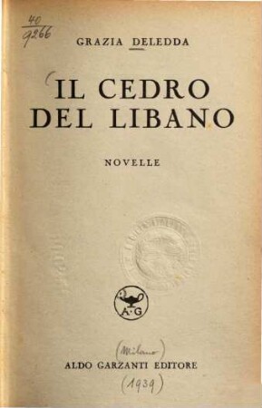 Il cedro del Libano : novelle