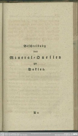 Beschreibung der Mineral-Quellen zu Boklet