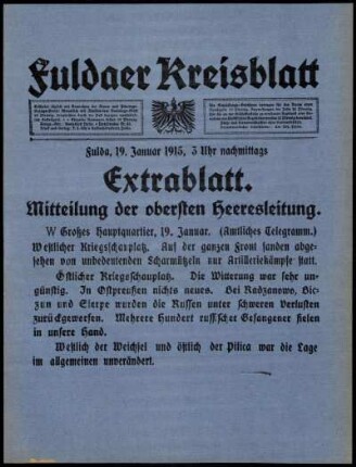 Zweite Ausgabe vom Dienstag, den 19. Januar 1915.