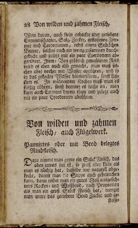 Von wilden und zahmen Fleisch, auch Flügelwerk