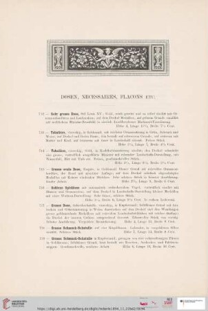 Dosen, Necessaires, Flacons, etc. (Nr. 712 - 874)