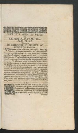Caput I. De Corpore Et Mente Ac Utriusque Unione.