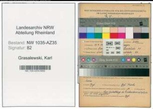 Entnazifizierung Karl Grasalewski , geb. 15.07.1914 (Bergmann)