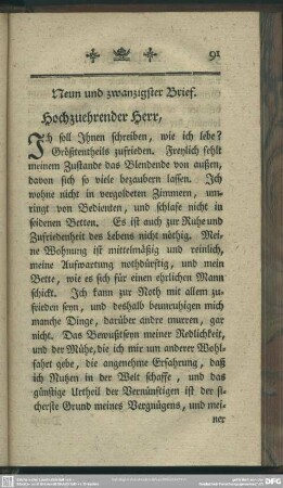 Neun und zwanzigster Brief. Hochzuehrender Herr, ...