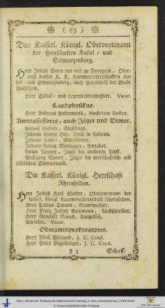 Kaiserl. Königl. Zollämter, und zwar in der Margraffschaft Burgau.