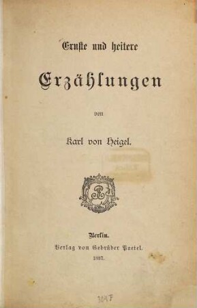 Ernste und heitere Erzählungen