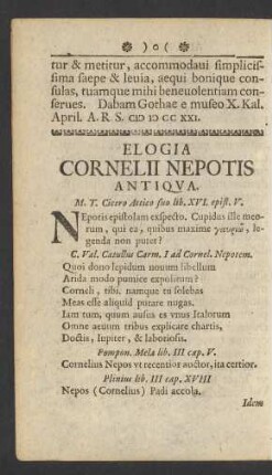 Elogia Cornelii Nepotis Antiqua