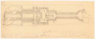Garten des Herrn Puls, Hamburg-Niendorf: Plan des Gartens in Grundriss und Schnitt 1:500