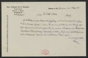 Brief an B. Schott's Söhne : 01.05.1925