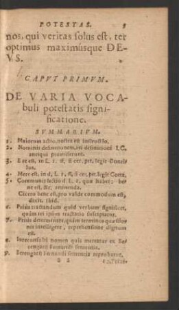 Caput Primum. De Varia Vocabuli potestatis significatione.