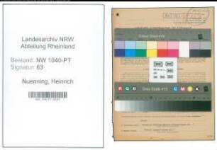 Entnazifizierung Heinrich Nuenning , geb. 08.09.1910 (Postfacharbeiter)