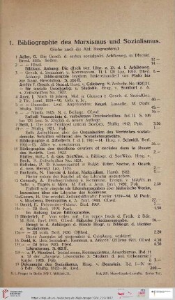 1. Bibliographie des Marxismus und des Sozialismus (Nr. 1 - 90)