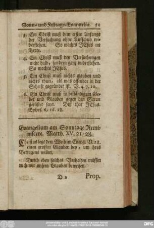 Evangelium am Sonntage Reminiscere. Matth. XV, 21 - 28.
