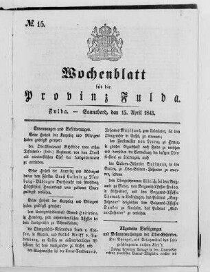 Nr. 15, Ausgabe vom 15. April 1843