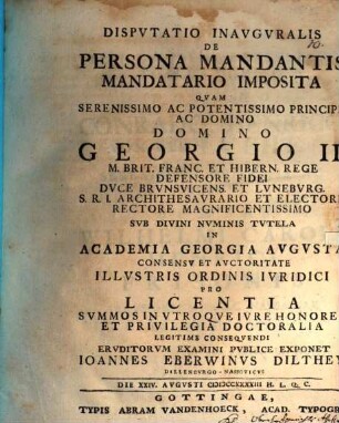 Disp. inaug. de persona mandantis, mandatario imposita
