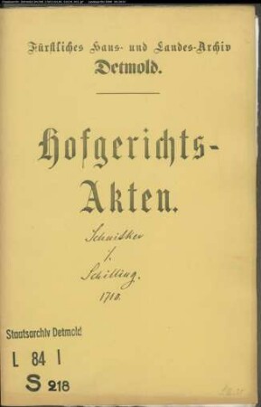 Schnitker, Hans in Wendlinghausen gegen Christoph Schilling und Tönies Brune zu Brüntrup - Schuldforderung