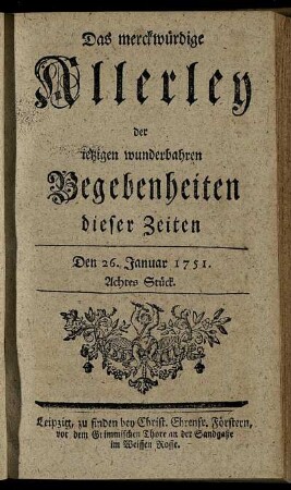 Den 26. Januar 1751. Achtes Stück.