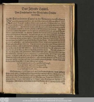 Das Zehende Capitel. Von Fruchtbarkeit der Wachsenden Früchte der Erden.