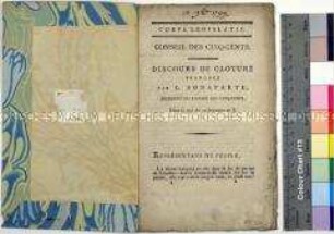 Corps Législatif. Conseil Des Cinq-Cents. Discours De Cloture Prononcé, Par Lucien Bonaparte