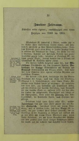Zweiter Zeitraum. Schlesien unter eigenen, unabhängigen oder freien Herzögen von 1163 bis 1355
