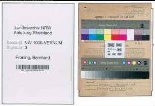Entnazifizierung Bernhard Froning , geb. 09.07.1914 (Tierarzt)