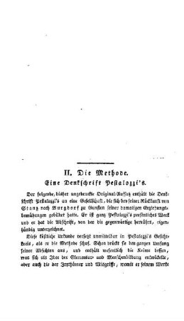 Die Methode : eine Denkschrift Pestalozzi's