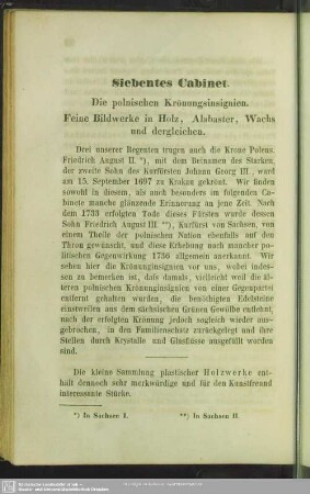 Siebentes Cabinet. Die polnischen Krönungsinsignien. Feine Bildwerke in Holz, Alabaster, Wachs und dergleichen