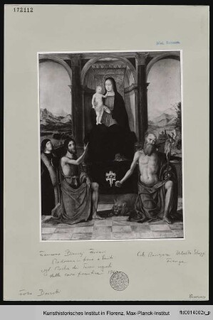 Madonna mit Kind, Johannes dem Täufer, dem Heiligen Hieronymus und dem Stifter Giovanni Strozzi