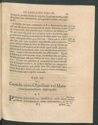 Cap. III. De Cautelis circa Obiectum vel Materiam Contractuum observandis.