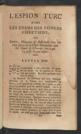 Lettre XXIX.