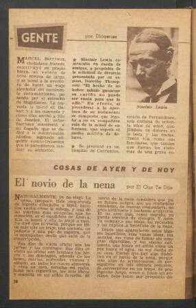El novio de la nena : Cosas de ayer y de hoy