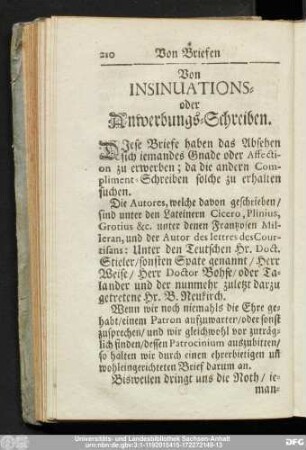 Von Insinuations- oder Anwerbungs-Schreiben.