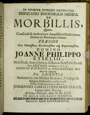 Disputatio Inauguralis Medica, De Morbillis