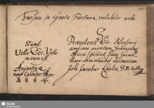 Stammbucheintrag von Johann Jacob Epplin. Straßburg, 5. April 1664