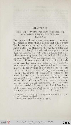 Chapter III: Old Age; extant pictures hitherto unmentioned; missing and doubtful paintings