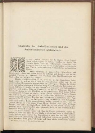 I. Charakter der niederländischen und der Antwerpen'schen Malerschule.