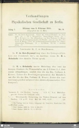 Nr. 3. Sitzung vom. 3. Februar 1888