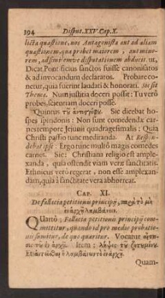 Cap. XI. De fallacia petitionis principij, ...