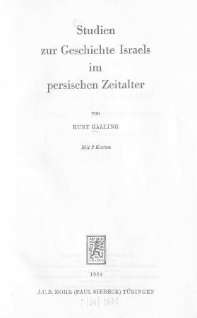 Studien zur Geschichte Israels im persischen Zeitalter