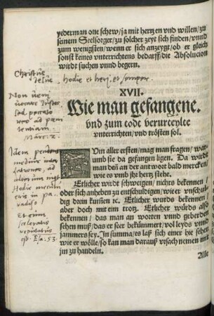 XVII. Wie man gefangene. und zum todt verurteylte unterrichten/ und trösten sol.