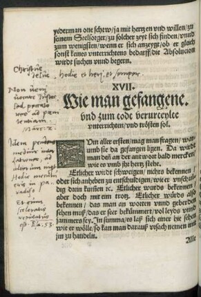 XVII. Wie man gefangene. und zum todt verurteylte unterrichten/ und trösten sol.