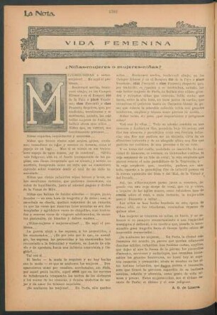 Vida femenina : ¿Niñas-mujeres o mujeres-Niñas?