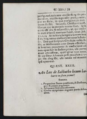 Quaest. XXIII. An Lex de Sabbatho locum habuerit in statu primo?